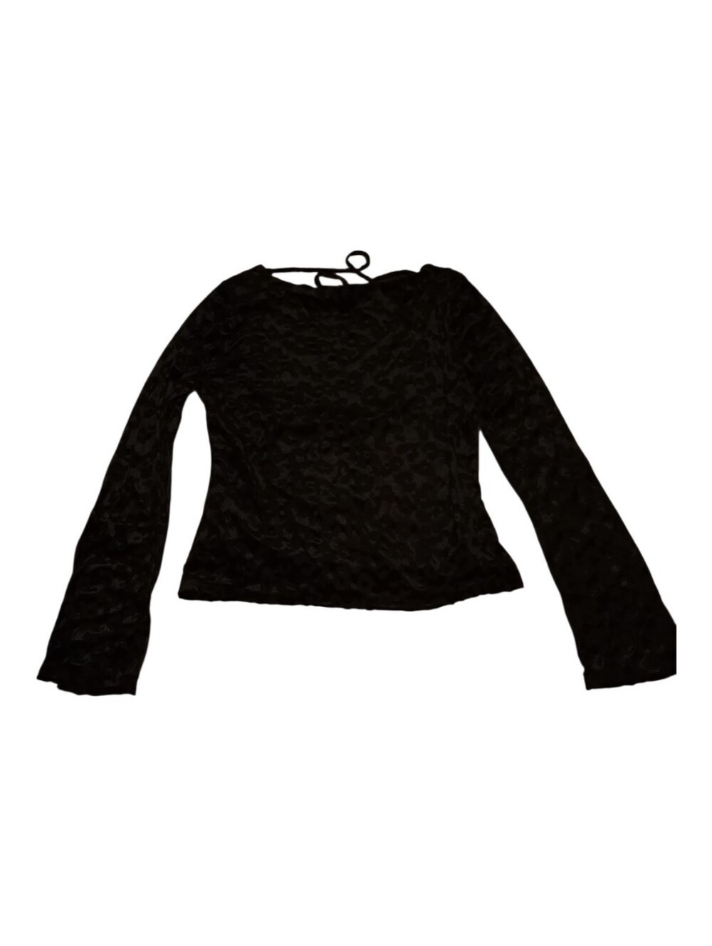 NWT See You Monday Black Leopard Print Velvet Long-Sleeve Top Size M